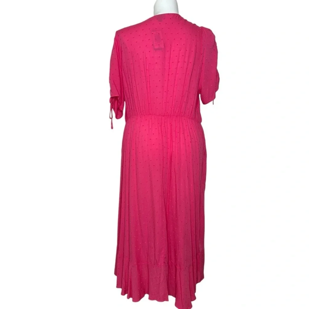 Torrid midi pink Swiss dot short sleeve dress NWT 2X